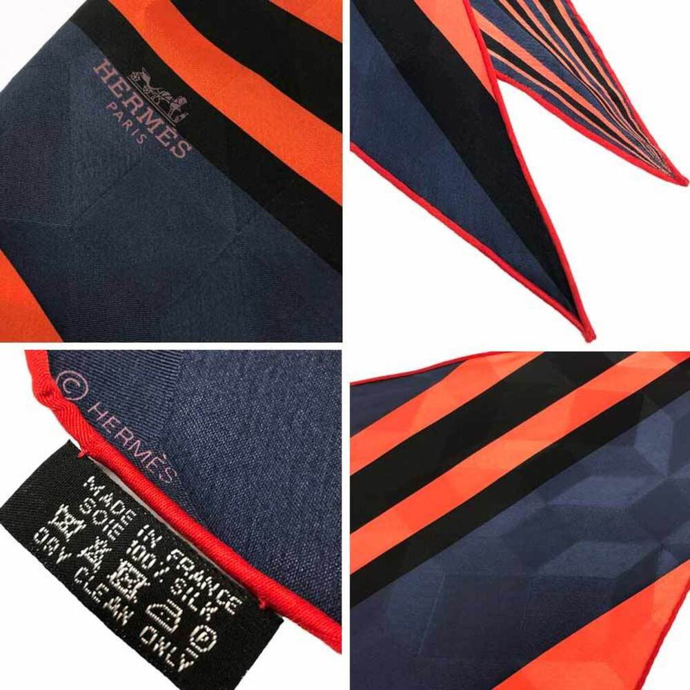 HERMES Authentic Red Diamond Silk Scarf - Picture 3 of 3